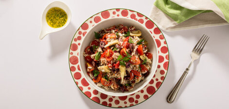 Ensalada de atun con arroz largo