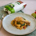 Paella de pollo y verduras