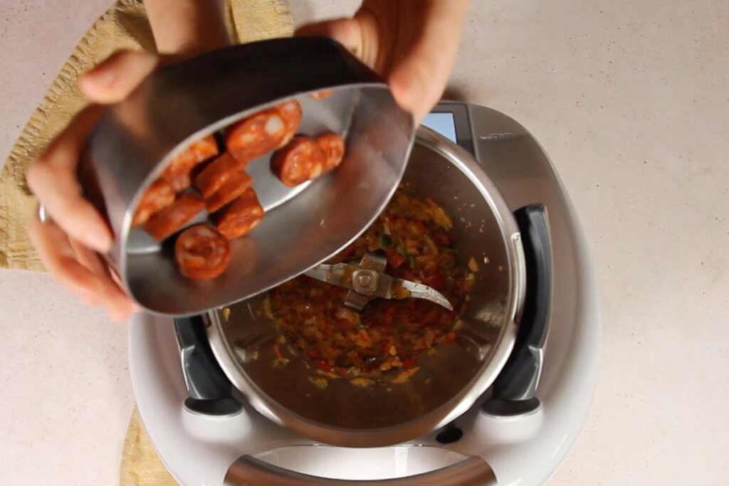 paso a paso lentejas con arroz chorizo