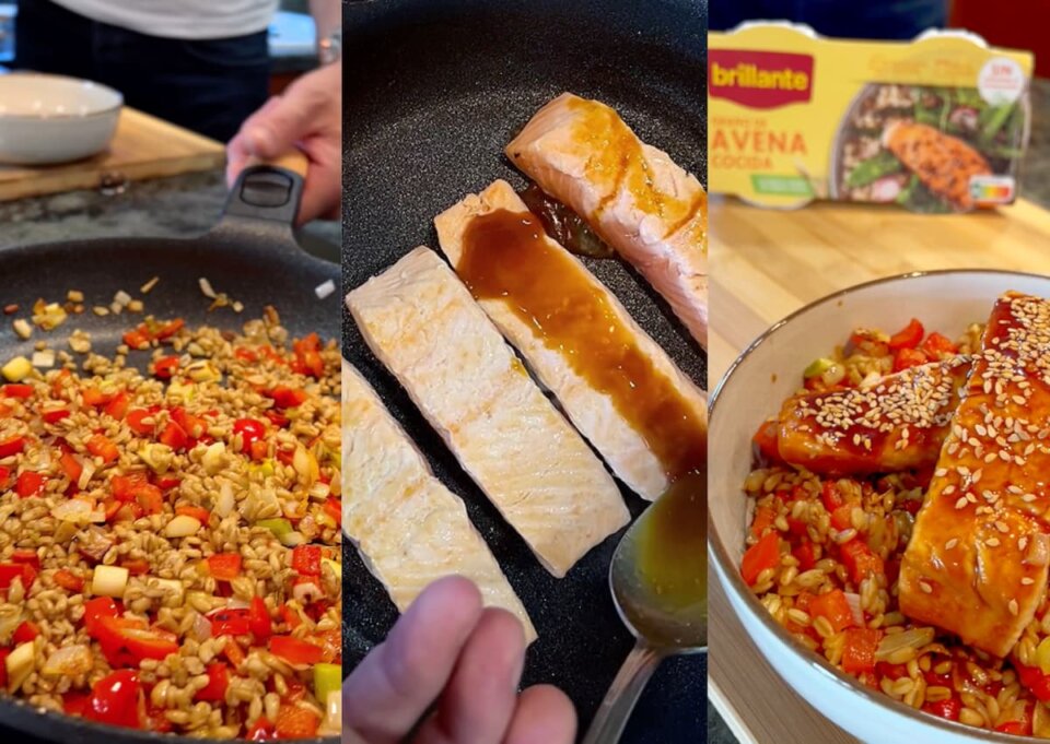 Avena Bowl con Verduras y Salmón