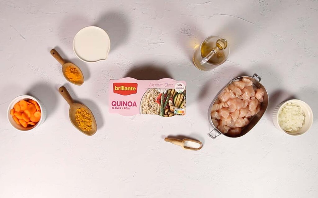 Paso a paso quinoa con pollo al curry ingredientes