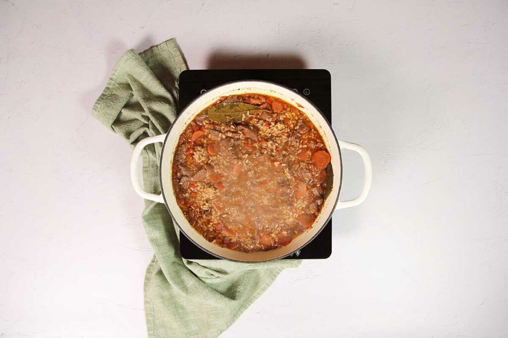 paso a paso arroz con carne guisada arroz