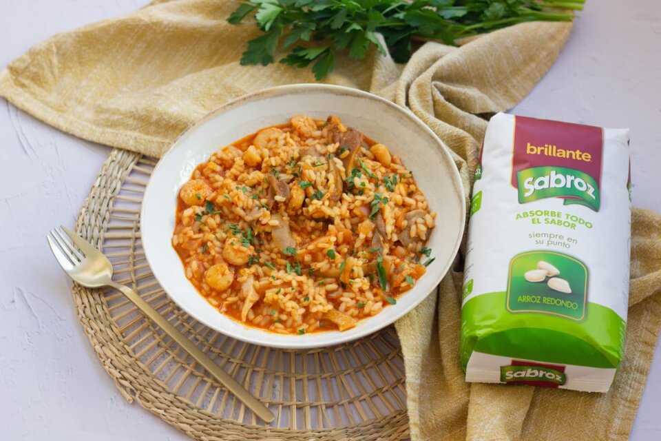 Arroz meloso con setas y gambas. Un sabor exquisito en cada bocado