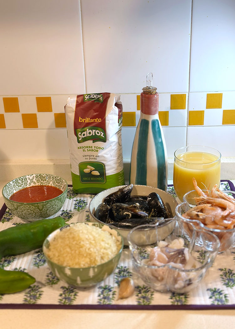 Ingredientes para arroz del senyoret