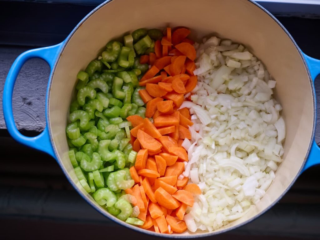 Ingredientes del Mirepoix