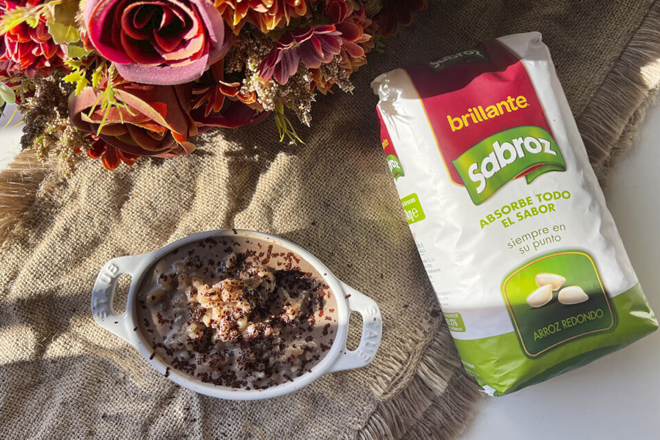 Presentación arroz con leche y chocolate