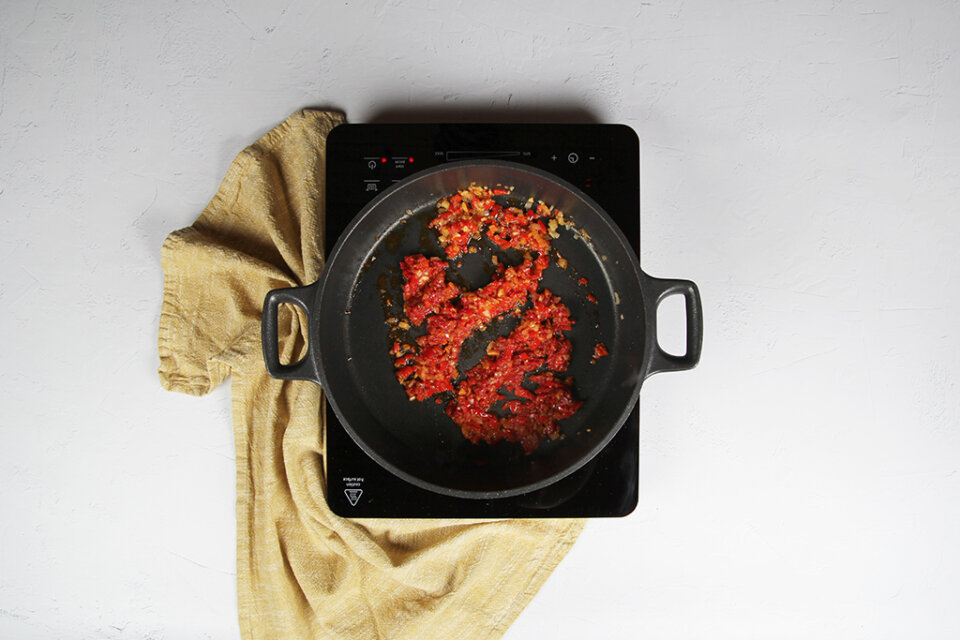 arroz con secreto y alcachofas