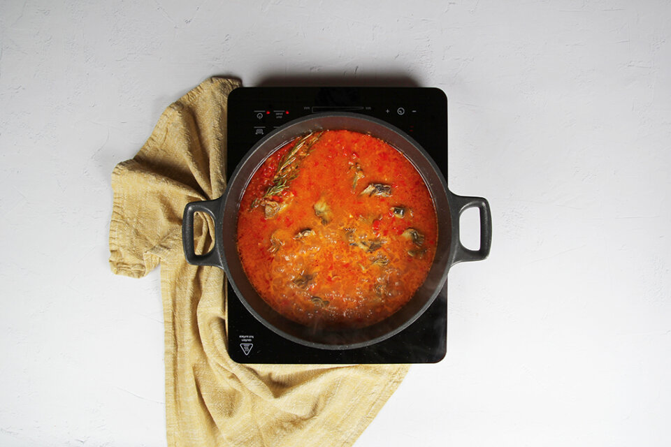 arroz con secreto y alcachofas