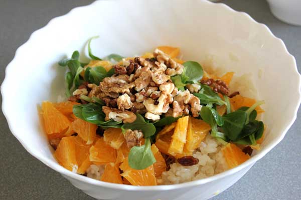ensalada de arroz canonigos nueces