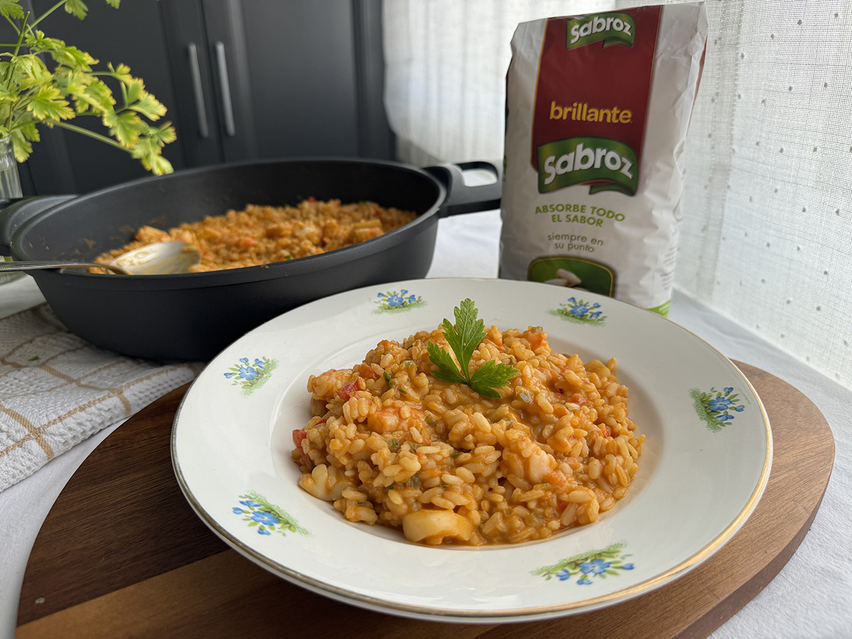 arroz con sepia y langostinos