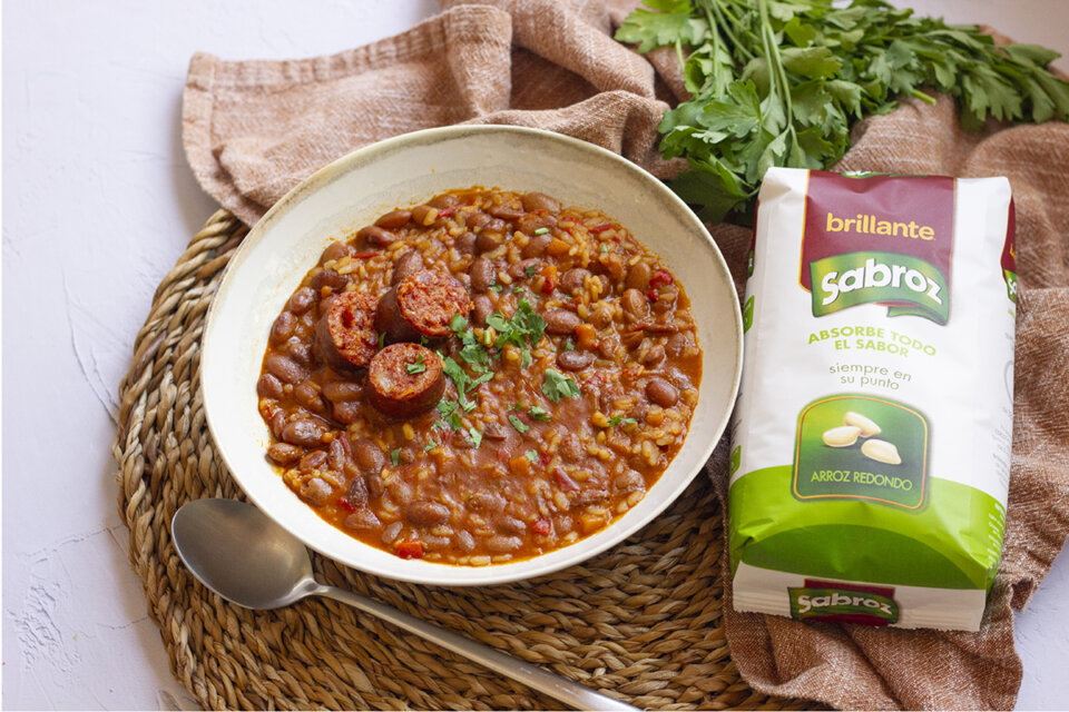 Receta de judías pintas con arroz olla express