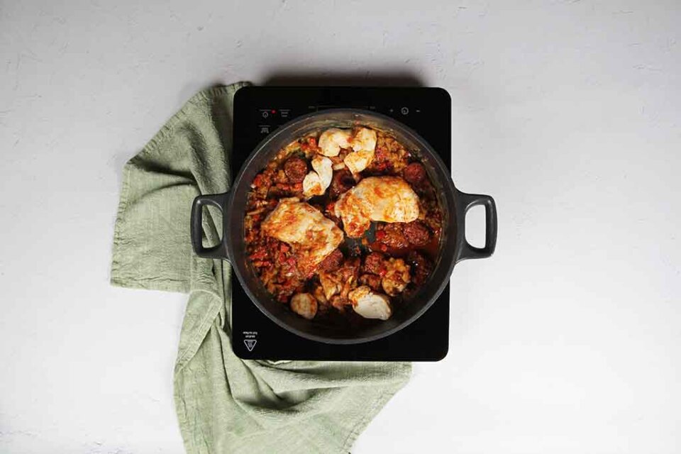 paso a paso gumbo incorporar carnes