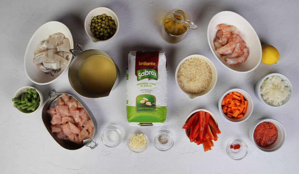 Ingredientes de arroz a la valenciana