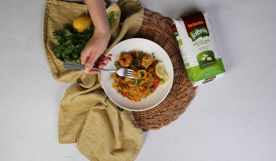 Presentación de arroz a la valenciana