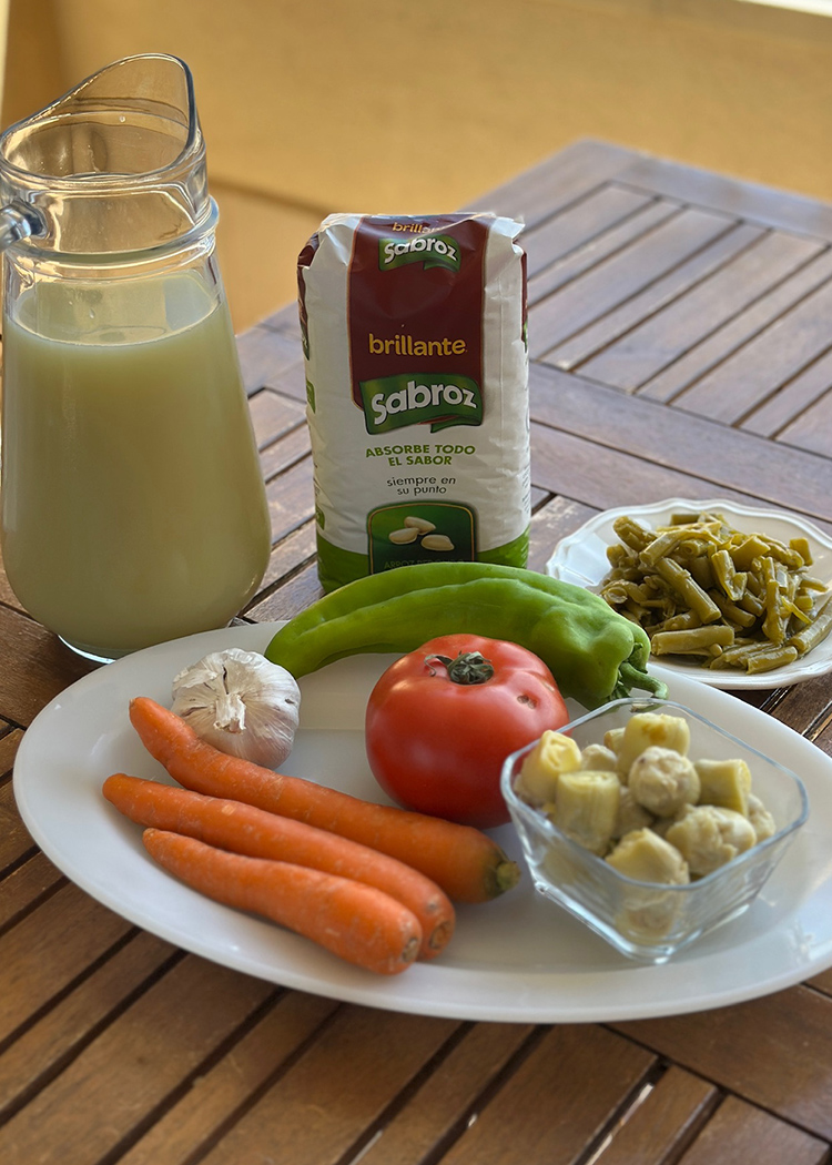 Ingredientes para arroz con verduras