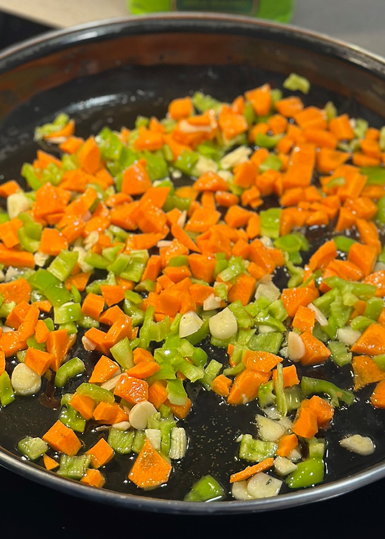 Sofrito para arroz con verduras