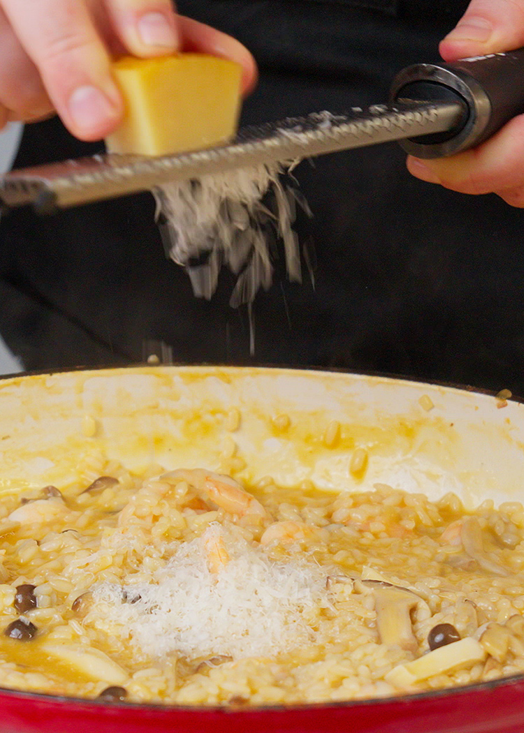 mantecar para risotto de gambas y setas