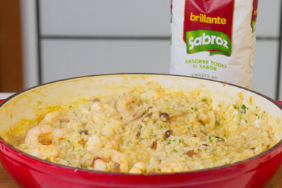 risotto de gambas y setas