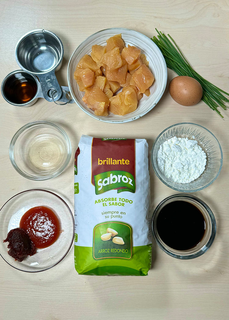 Ingredientes de Pollo frito con arroz
