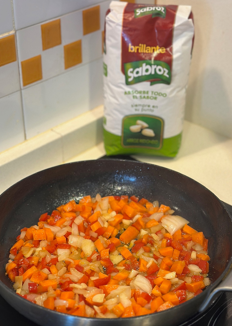 Sofreír para arroz con solomillo