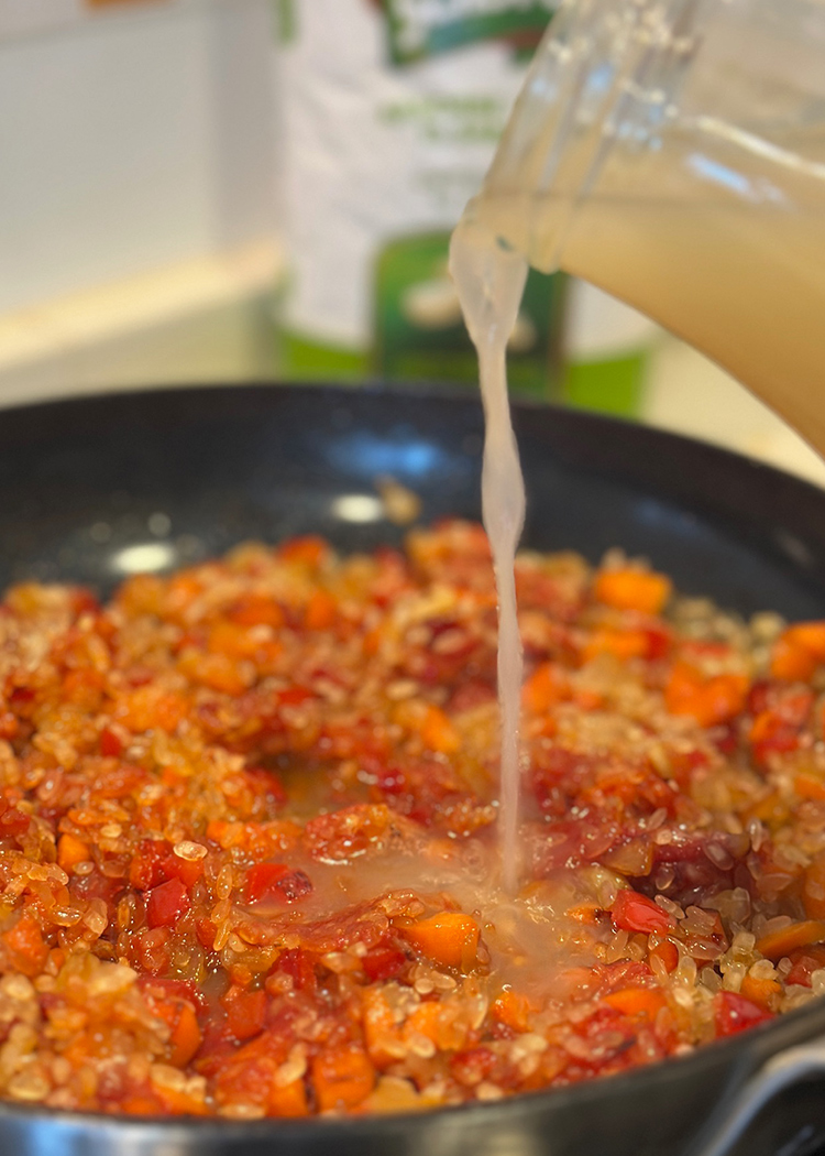 echar caldo para arroz con solomillo