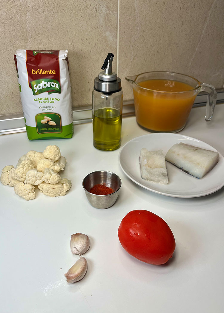 Ingredientes de arroz con bacalao