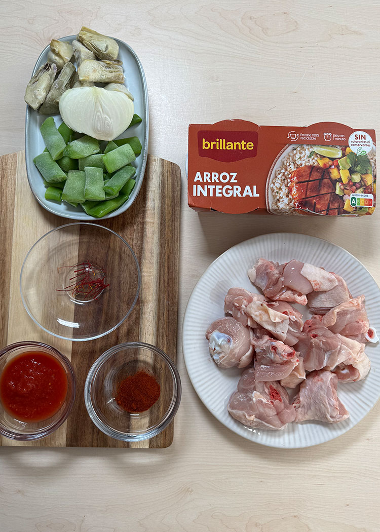 Ingredientes de Paella de arroz integral
