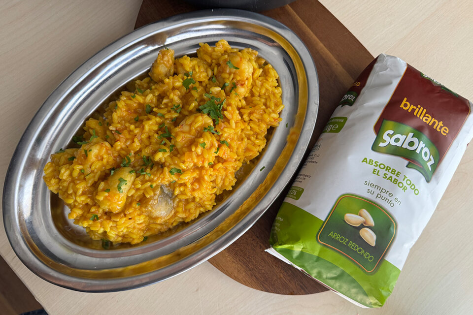 Receta de arroz con rape y langostinos