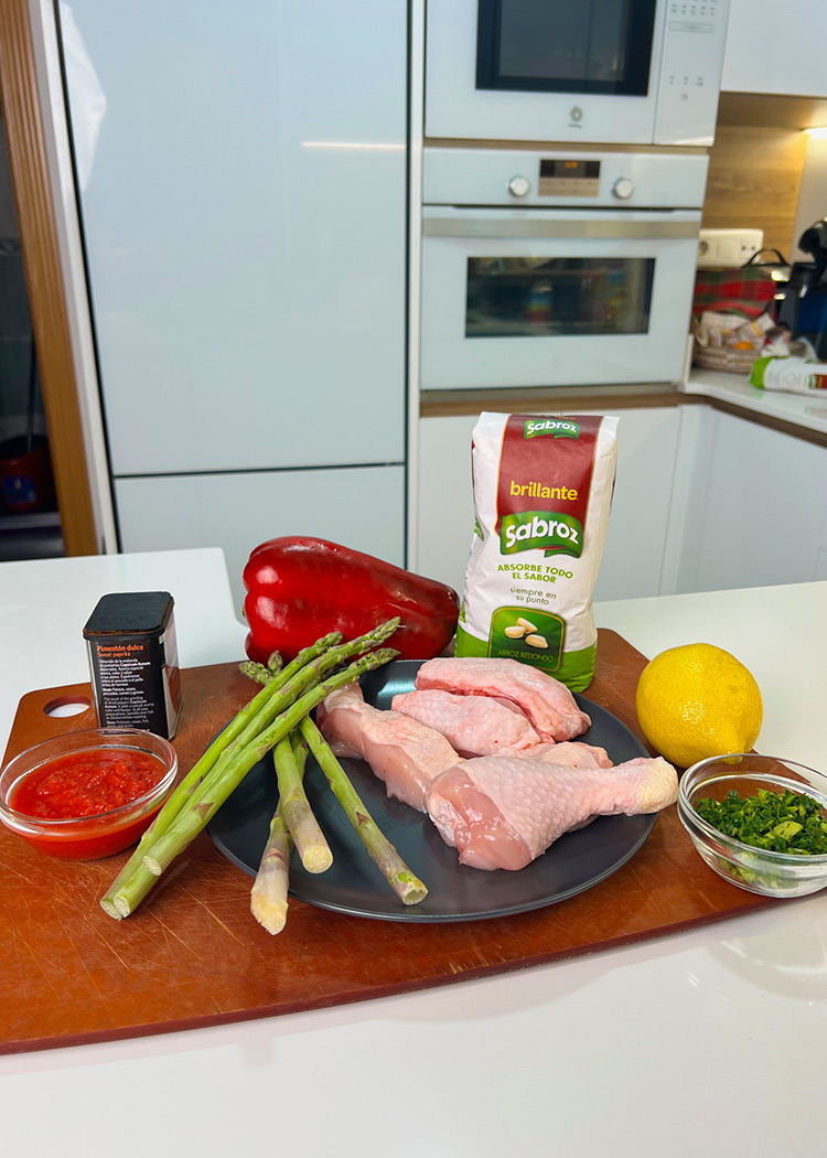 Ingredientes para paella de pollo