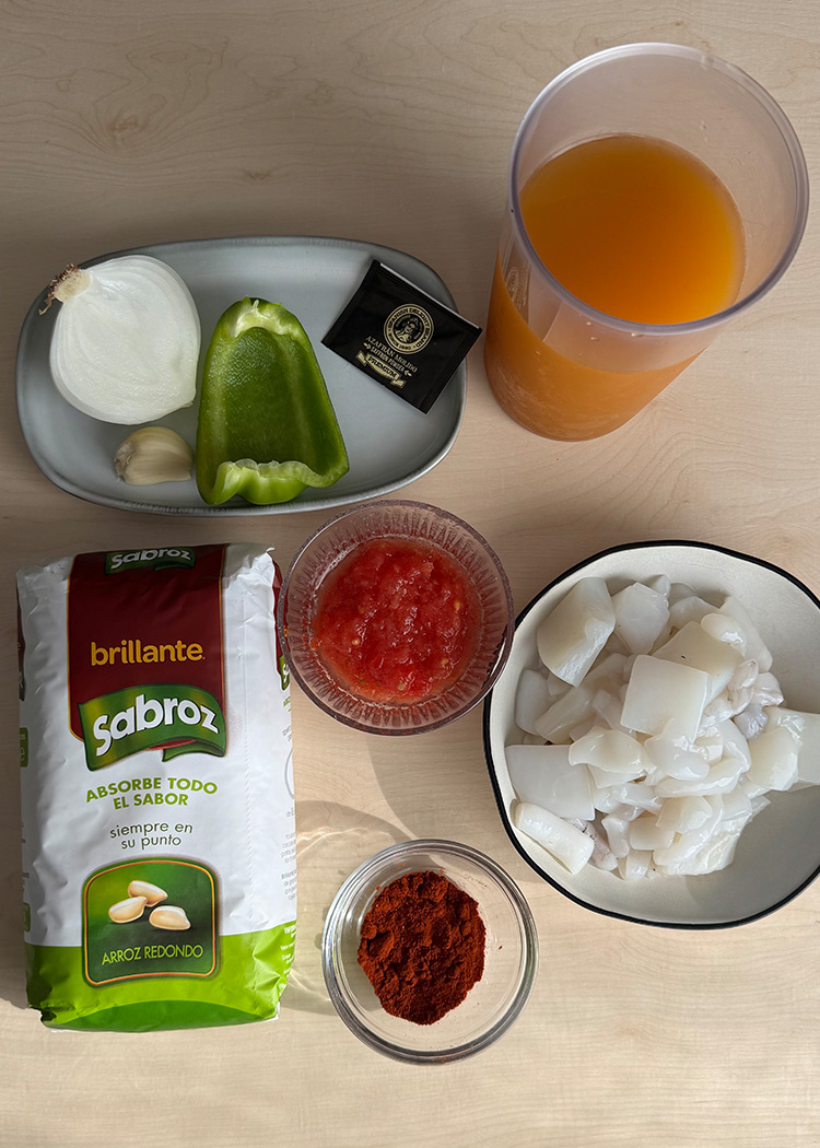 ingredientes Arroz con sepia caldoso