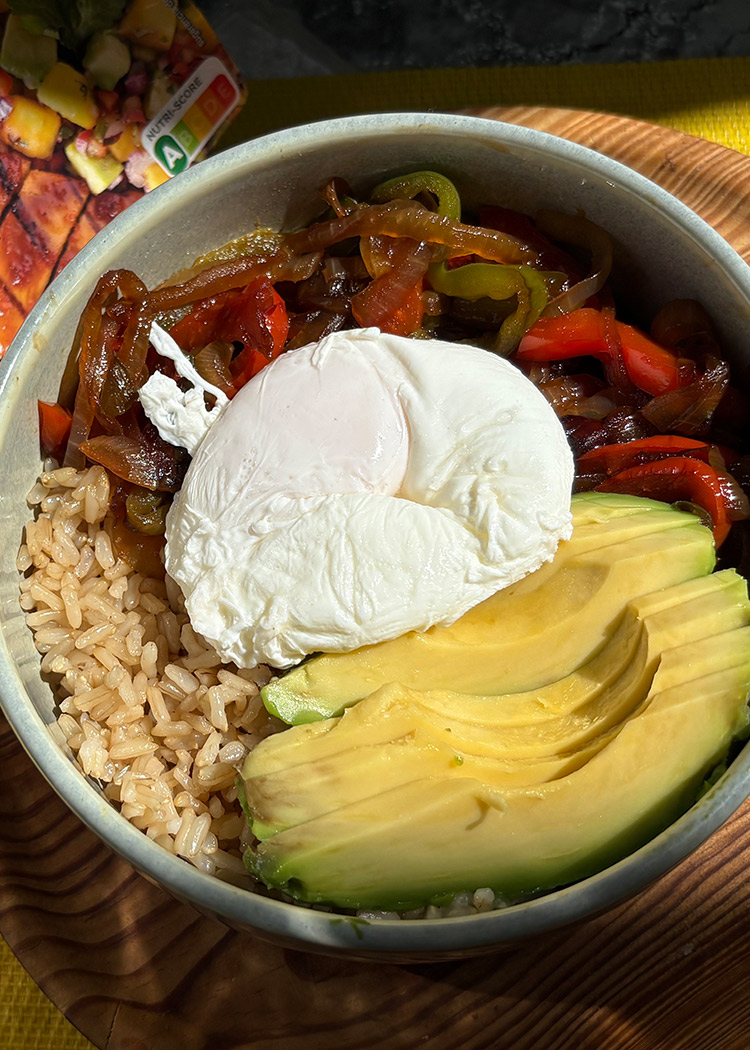 Presentación arroz integral con verduras