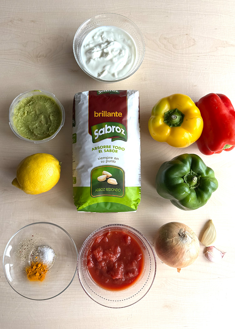Ingredientes para pimientos rellenos de arroz
