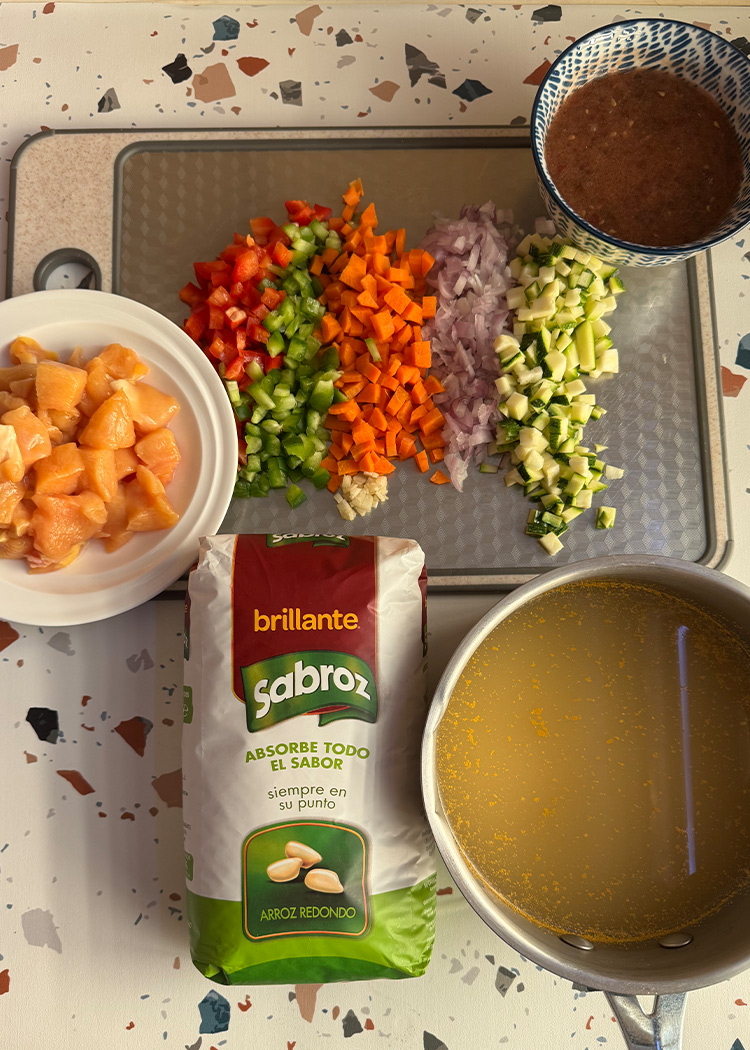 ingredientes para arroz a la campesina
