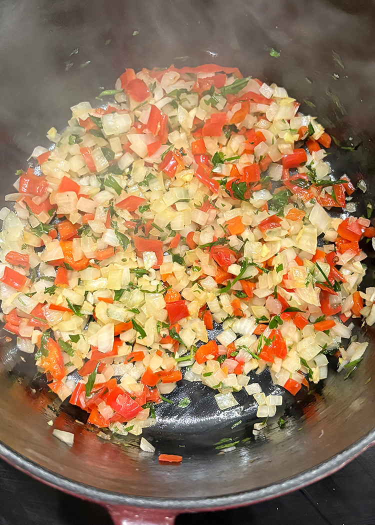 sofrito para arroz con almejas