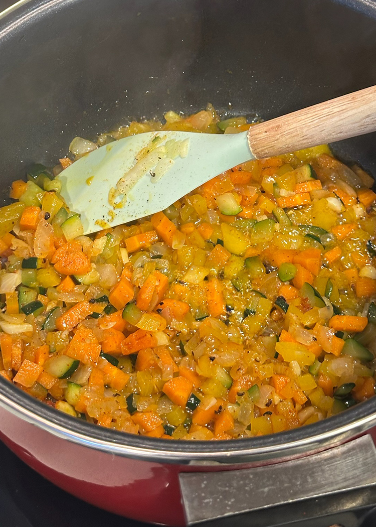 Sofrito para arroz caldoso con verduras