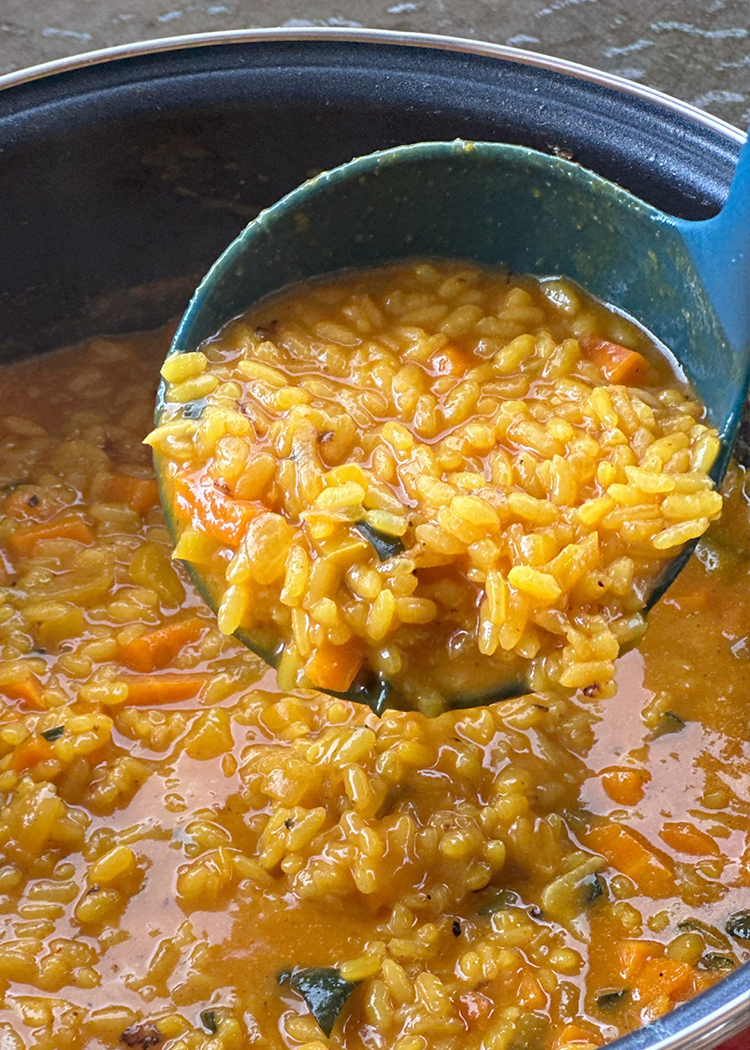 reposar para arroz caldoso con verduras