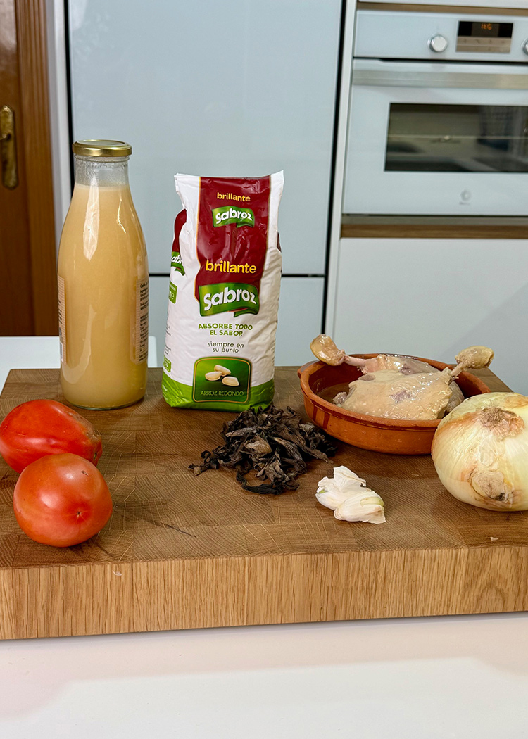 ingredientes para arroz meloso de pato y setas