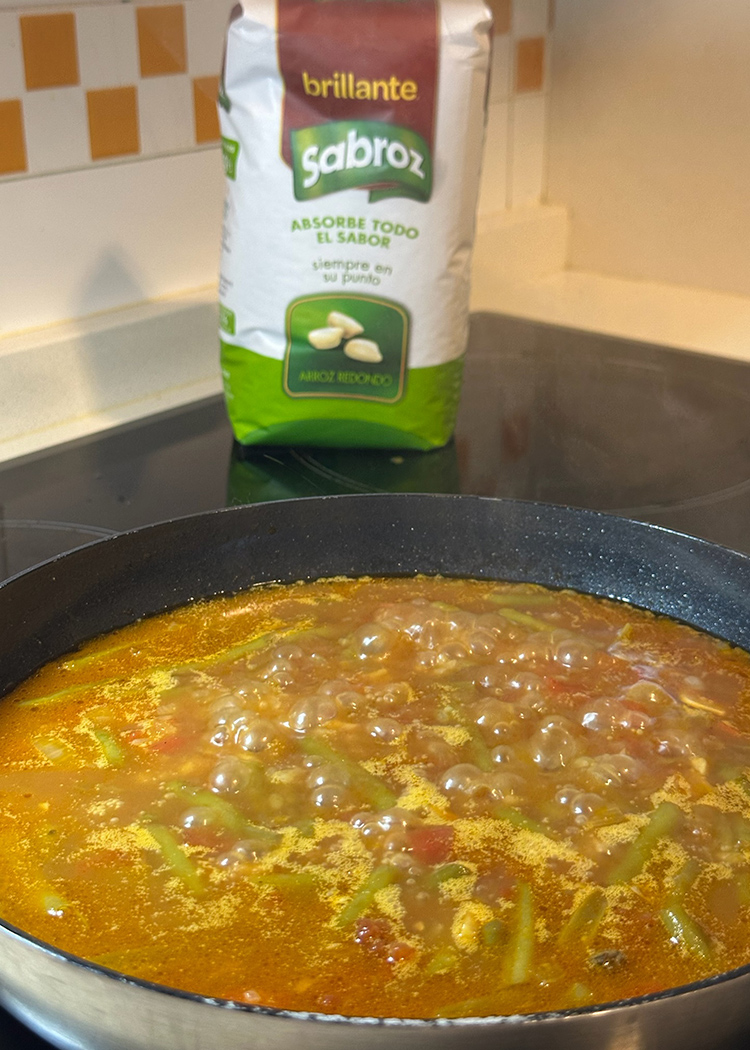 caldo para arroz con judías verdes