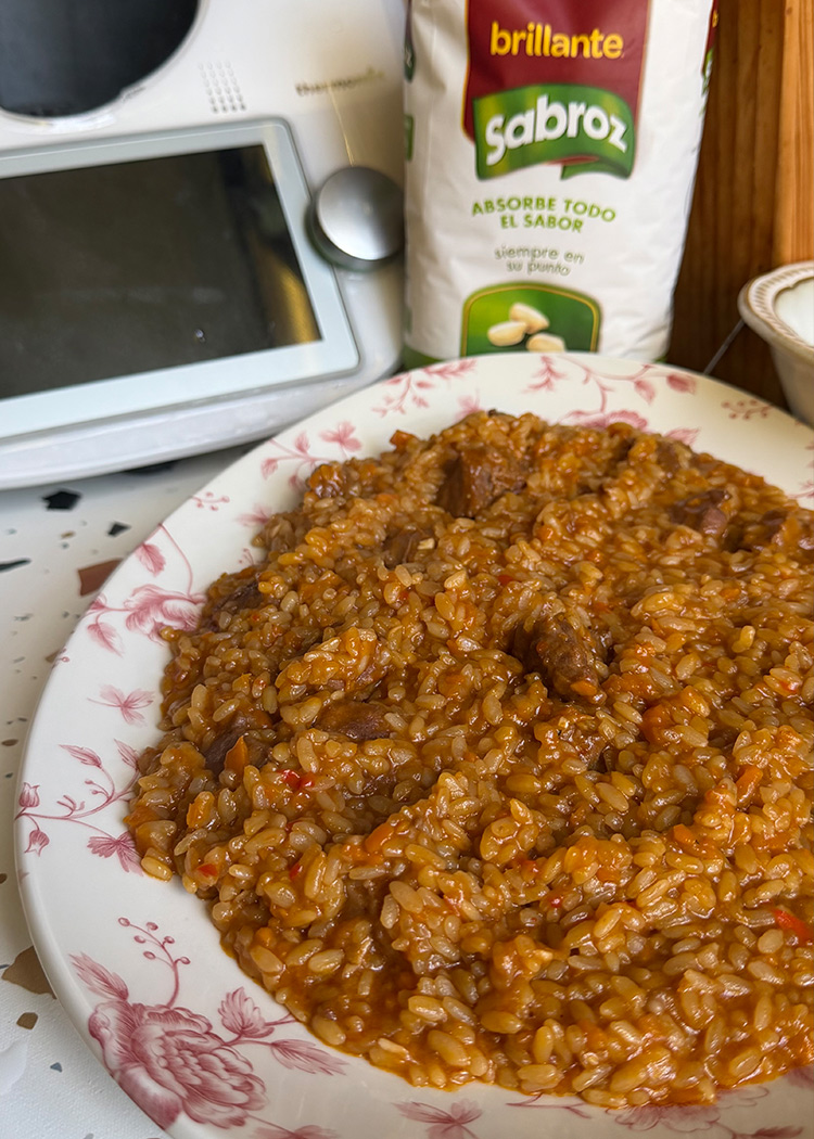 reposar arroz con carrilleras en thermomix