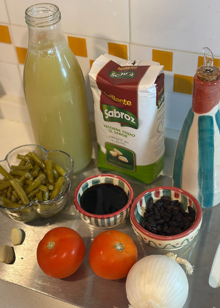 Ingredientes para arroz con judías verdes
