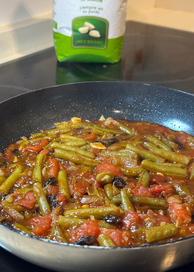 pasas para arroz con judías verdes