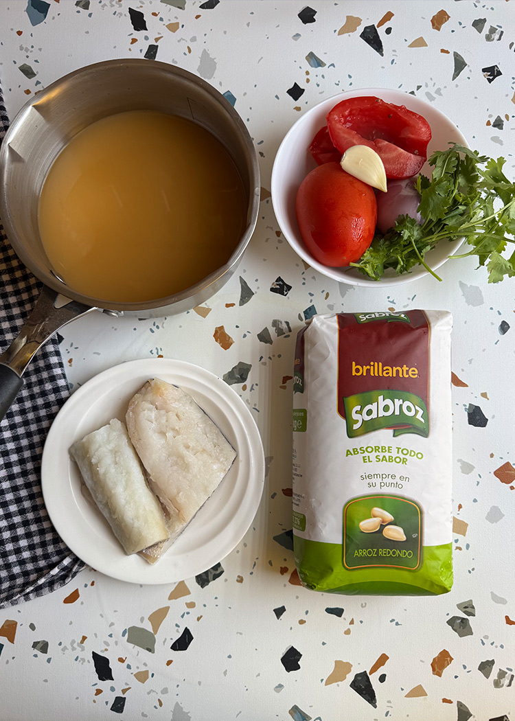 ingredientes para arroz con bacalao
