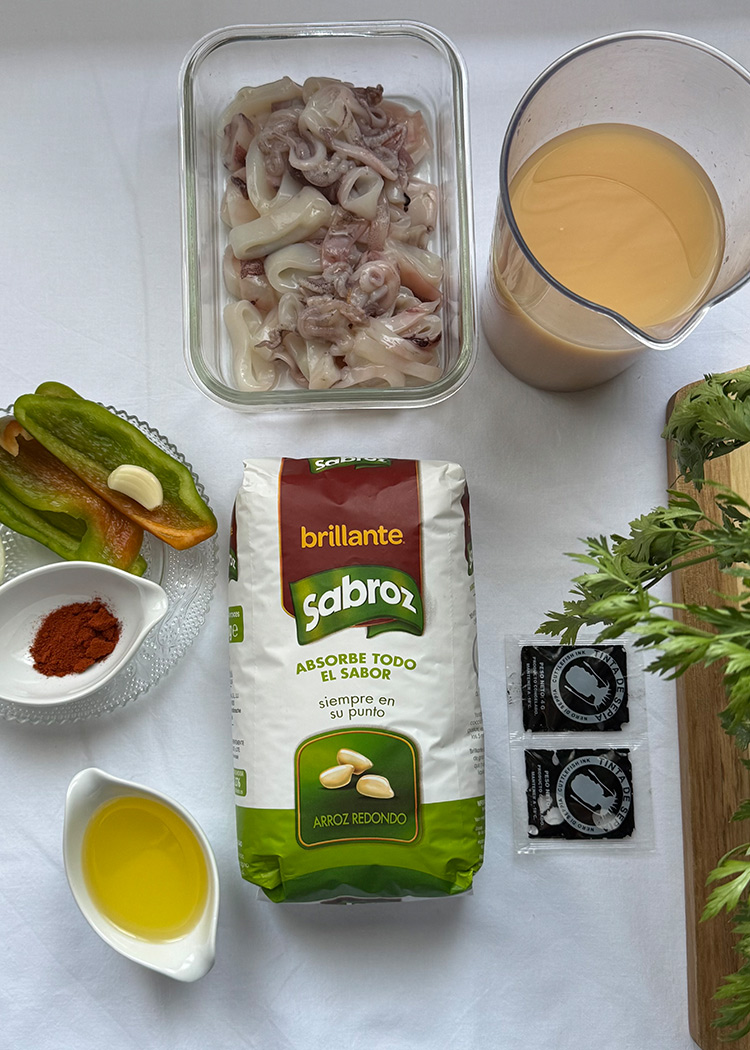 ingredientes para arroz negro Thermomix