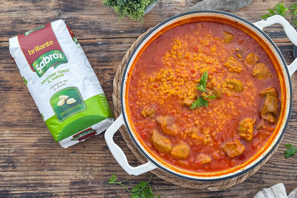 arroz caldoso con carne
