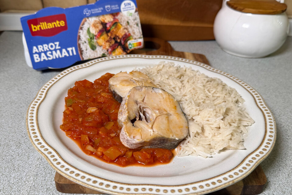 Merluza con arroz basmati