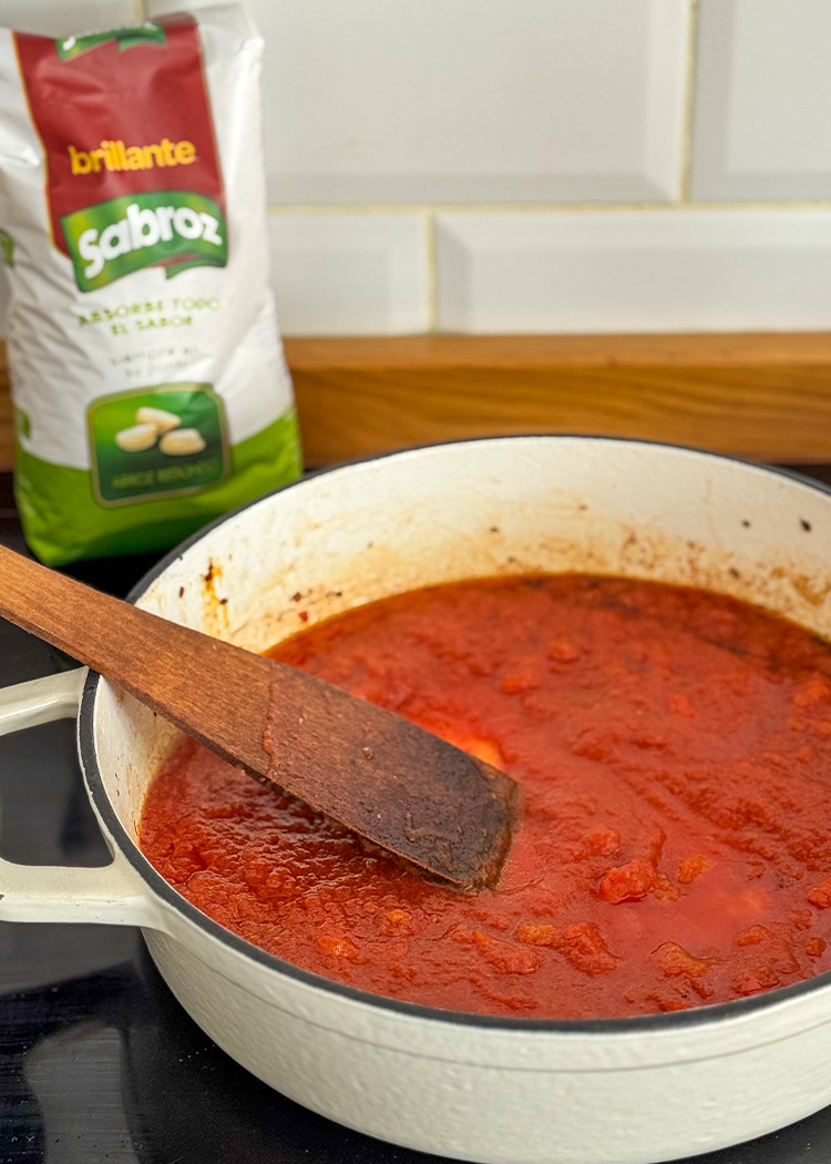 Sofrito para arroz caldoso con carne