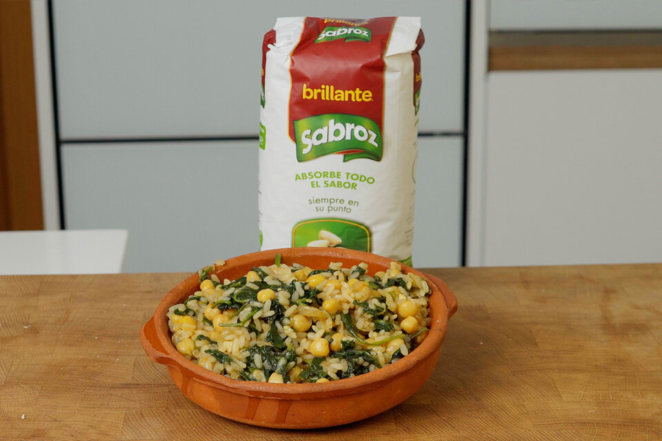 arroz con espinacas y garbanzos