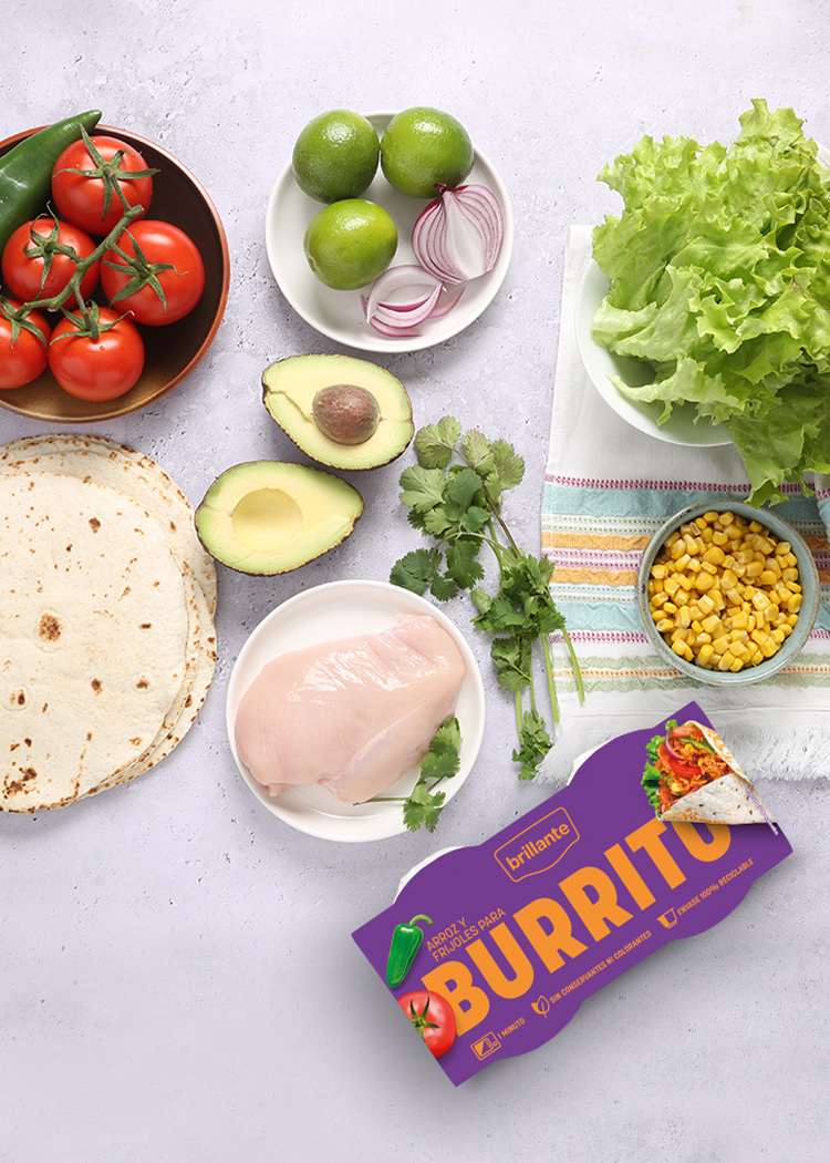 Burrito de arroz: cocina Tex-Mex con vasitos en casa