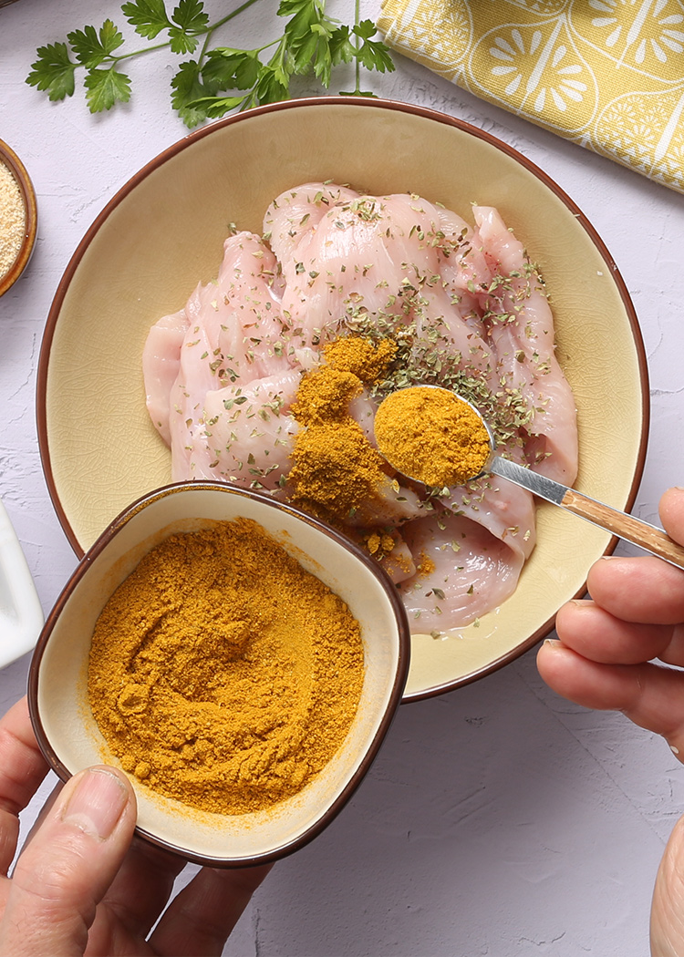 marina el pollo para arroz al curry con pinchitos morunos