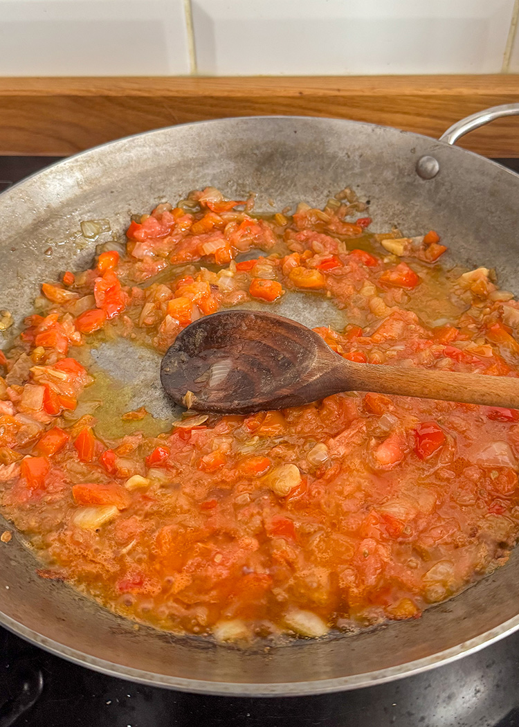 sofrito para arroz con cordero